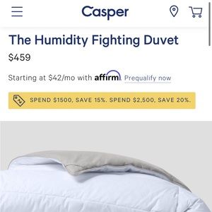 Casper Humidity Fighting Down King Duvet Insert